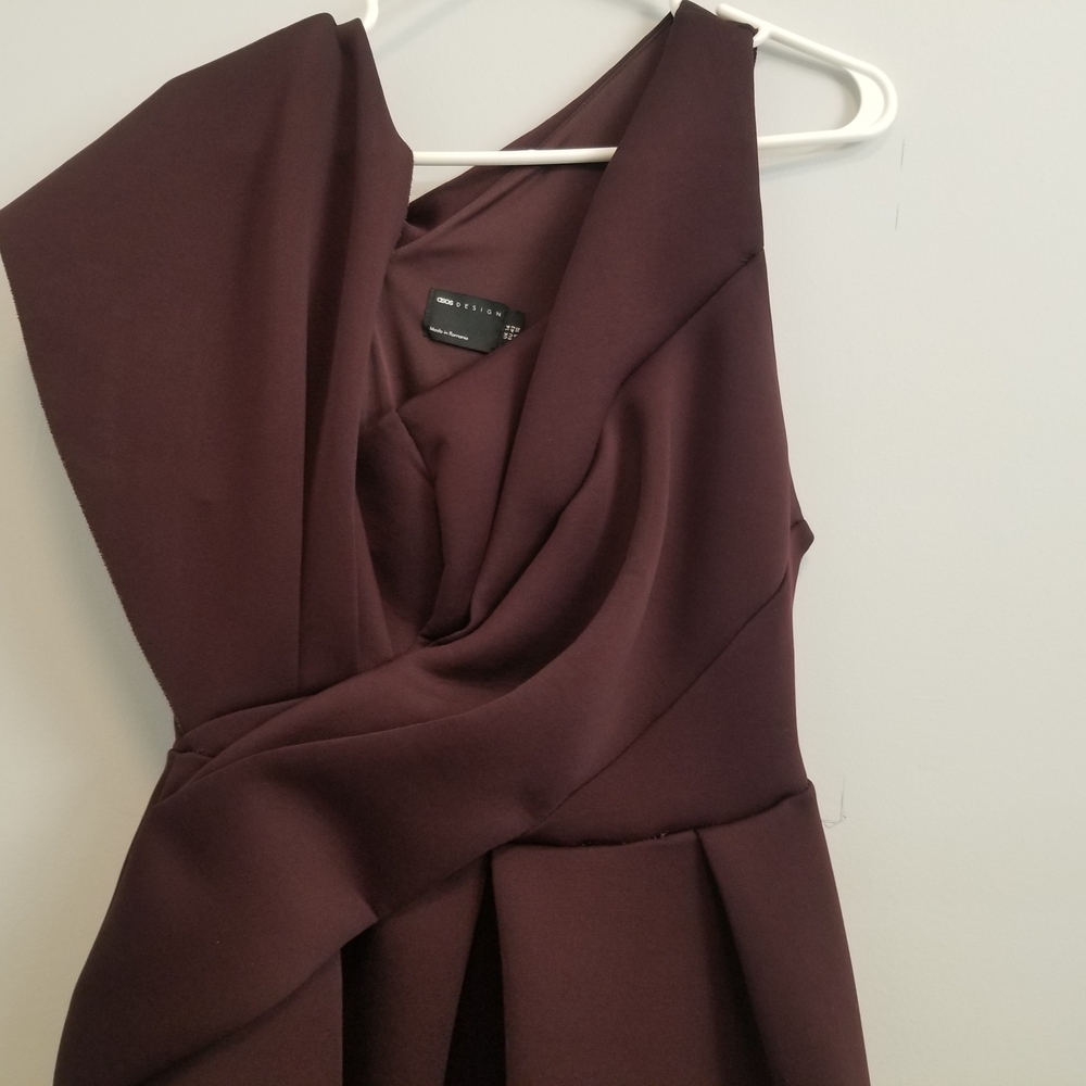 ASOS Red Asymmetrical One Shoulder Sheath Dress V-neck